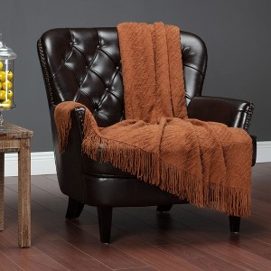 Chanasya Bevel Acrylic Knit Boho Throw Blanket With Tassels - 1 of 4