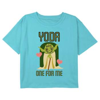 Girl's Star Wars Valentine's Day Cute Yoda One for Me Crop T-Shirt