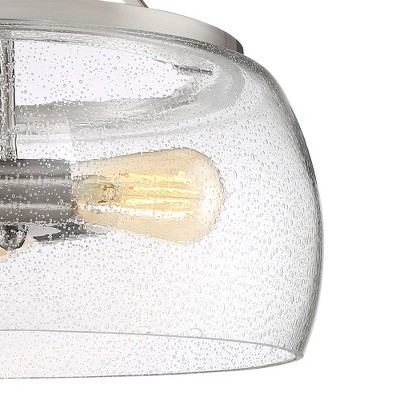Charleston Satin Nickel Pendant Chandelier with Seeded Glass Shade