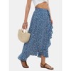EXLURA Womens Floral Print High Waisted Wrap Long Maxi Skirts Ruffle Hem Self Tie Knot Summer Chiffon Midi Skirts 2025 - 2 of 4