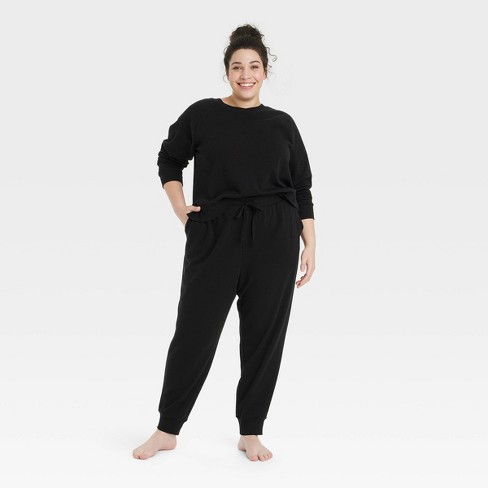 Women's Fleece Lounge Jogger Pants - Colsie™ Black L : Target