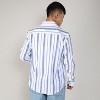 Campus Sutra Men Men's Sky Blue & Chalk White Striped Fringe Shirt - 4 of 4