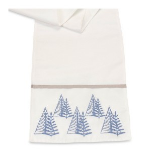 Christmas Tree Pattern Table Runner 72 Inch Length White Blue Polyester Holiday Dining Accent by Melrose - 1 of 3