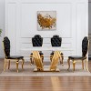 Marble Dining Table with Faux Marble Top, Modern Large Dining Table with Stainless Steel Base, Rectangular Dining Table for Kitchen-Koiai - 2 of 4