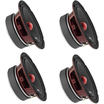 DS18 PRO-X6.4BM Pro X 6.5 Inch 500 Watt 250 RMS 4 Ohm Mid Range Car and Truck Door Loudspeaker with Black Steel Basket Bullet Design (4 Pack)