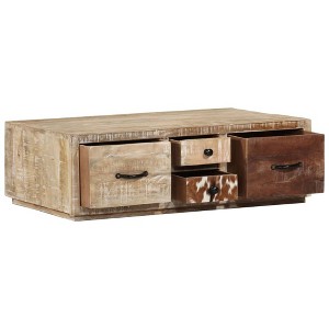 vidaXL Coffee Table 35.4"x23.6"x11.8" Solid Mango Wood - 1 of 4