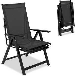 Folding Chaise Lounge Chair,Chaise Lounge Chairs with10 Adjustable Positions&Retractable Footrest,Lightweight Recliner for Outdoor, Beach - 1 of 4