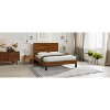DOMETOUR Mid-Century Modern Solid Wood Bed Frame Queen Size Platform Bed with Six-Piece Headboard Design, No Box Spring Needed, Brown - 4 of 4