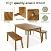 3 Piece Acacia Wood Dining Set, Outdoor Dining Table with 2 Benches for Patio or Garden, Picnic Table Set for Indoor or Outdoor Spaces-Koiai - 4 of 4