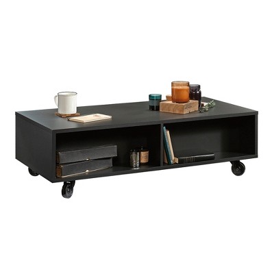 Rectangular Black and Vintage Oak Wood Coffee Table with Storage