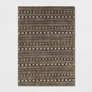 5'x7' Bethel Woven Stripe Rug Cream/Brown/Black - Threshold™: Geometric Medium Pile, Skid-Resistant, Indoor Area Rug - 1 of 4