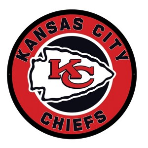 Evergreen Ultra-Thin Edgelight LED Wall Decor, Round, Kansas City Chiefs- 23 x 23 Inches Made In USA - 1 of 4