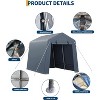Acekool 7x10 FT Portable Outdoor Storage Shed, Dual Roll-Up Zipper Doors, Heavy-Duty Waterproof PE Tarp, UV-Resistant Shelter for Tools, Gray - 2 of 4