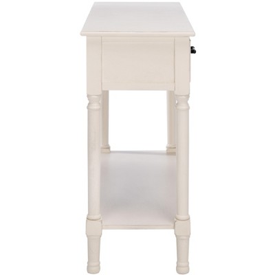 Distressed White and Greige 2-Drawer Console Table with Storage