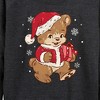 Women's - Instant Message - Santa Teddy Bear Christmas Lightweight French Terry Wide Neck Long Sleeve Graphic Shirt - 2 of 4