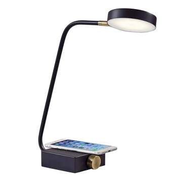 15.5" x 19" Conrad Adessocharge Desk Lamp (Includes LED Light Bulb) Matte Black - Adesso