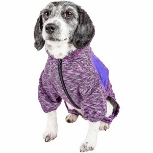 Pet Life (R) Active 'Downward Dog' Heathered Performance 4-Way Stretch Two-Toned Full Body Warm Up Hoodie - 1 of 4