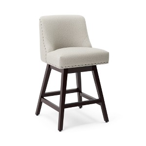 Arceso 26 Inch Bar Stools, 1pc Swivel Counter Stools with Back, Upholstered Barstools, Solid Wood Legs with Footrest - 1 of 4