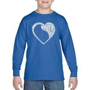LA Pop Art Dog Heart - Boy's Word Art Long Sleeve T-Shirt - 1 of 4