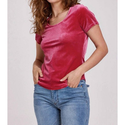 Women's Aimee Short Sleeve Velvet Top - Another Love - image 1 of 4