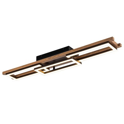LLHZSY Integrated LED Rectangle Wood Semi Flush Mount Ceiling Light for Hallway Foyer - 39 3/8“
