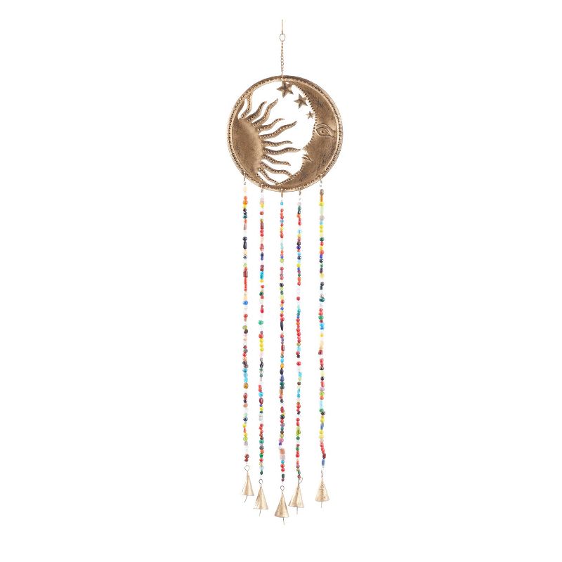 37&#34; Iron Glam Moon and Sun Windchime with Beaded Strands Brass - Olivia &#38; May, 3 of 8