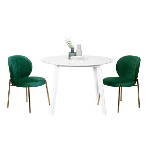 NicBex Round Dining Table Set for 2 Morden Dining Room Table with 2 Velvet Chairs and MDF Tabletop for Dining Room - 1 of 4