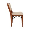 MECO Stakmore French Premium Solid Wood Dining Table Folding Chair Set with Fabric Padded Upholstered Seat, 4 Pack, Cherry Frame and Blush Fabric - 4 of 4