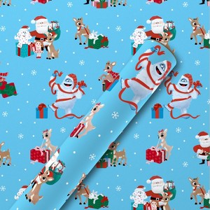 American Greetings 25 sq ft Rudolph The Red Nosed Reindeer White Kraft Gift Wrap - 1 of 3
