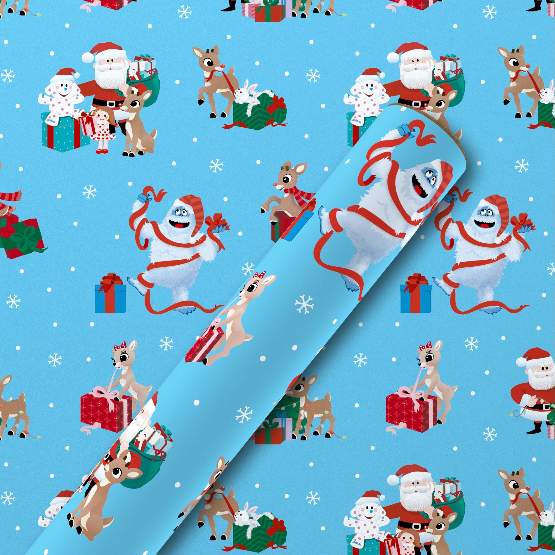 American Greetings 25 sq ft Rudolph The Red Nosed Reindeer White Kraft Gift Wrap