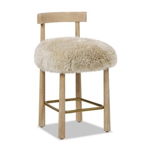 Jennifer Taylor Home Arden 27.5 Genuine Fur Counter Height Bar Stool, Natural Blonde Genuine Fur - 1 of 4