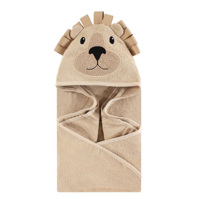 Hudson Baby Infant Cotton Animal Face Hooded Towel, Lion, One Size, 1 of 3