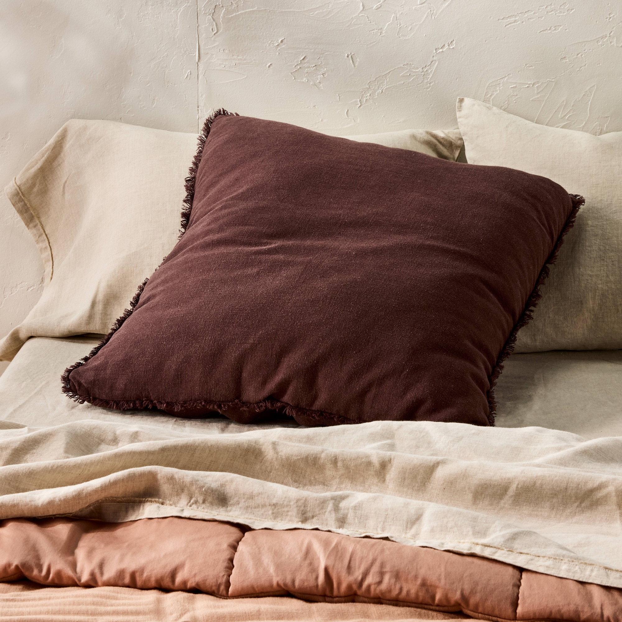Euro Heavyweight Linen Blend Comforter Pillow Sham Dark Fig - Casaluna™