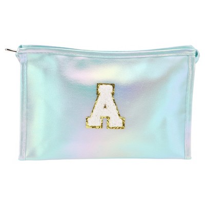 Unique Bargains Women's Letter A Makeup Bag Blue 1 Pc