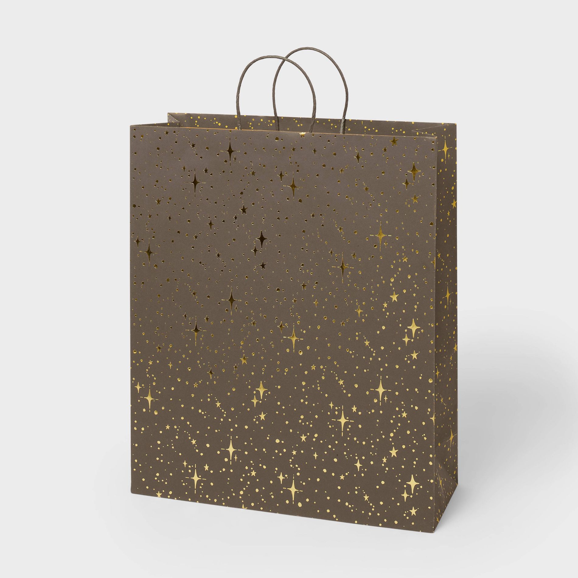 Gold foil Dots and Stars Black Jumbo Gift Bag - Spritz™: Large Paper Bag for All Occasions, 19.25" x 16" x 6"