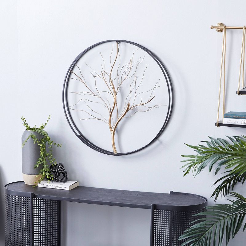 Metal Tree Branch Wall Decor with Black Frame Gold - Olivia &#38; May, 2 of 5