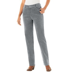 Woman Within Plus Size Corduroy Straight Leg Stretch Pant - 1 of 4