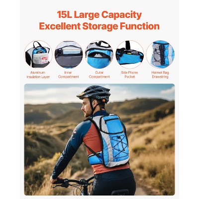 VEVOR Hydration Backpack, 15L Insulated Hydration Pack Backpack with 3L TPU Water Bladder, Hiking Water Backpack for Men Women, Blue&White — фото 6