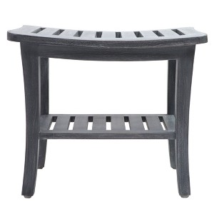 Redmon 20'' x 13.5'' x 17.5'' Contemporary Teak Wooden Bench, Weathered Gray - 1 of 4