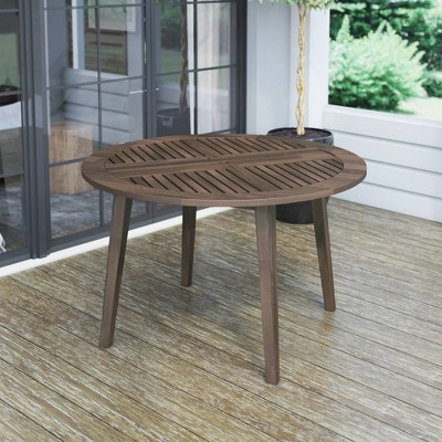 48" Slatted Acacia Round Outdoor Dining Table - Brown - TK Classics