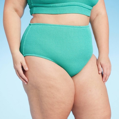 Women's Pucker High Waist Bikini Bottom - Kona Sol™ Turquoise Green X