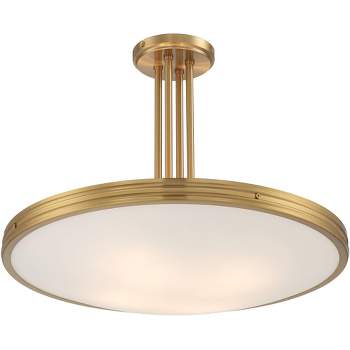 Possini Euro Design Possini Euro Aldo 21 1/2" Wide Brass and Opal White Glass Bowl Pendant