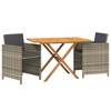 vidaXL Garden Dining Set Brown Solid acacia wood Medium Removable Covers - Gray - 3 of 4
