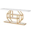 Gulches Modern Console Table, 4-Tier Storage, Faux Marble White & Gold, Extra Long 70.9", Sofa/Entryway Table - 3 of 4