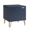 Gulches 20" Midnight Blue Fluted Nightstand, 1 Full Extension Drawer with Gold Metal Handles & Legs, MDF Bedside Table (20.07"L x 17.73"D x 21.65"H) - 4 of 4
