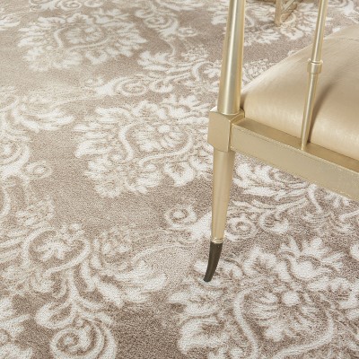 Ivory Mocha Floral Synthetic 9' x 12' Area Rug