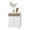 Vynxaria North Fork Pneumatic Lift-Up Shoe Rack - Dual Doors, White and Natural Oak - 3 of 4