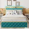 King Size Platform Bed Frame with Charging Station and LED Lights, King Bed Frame with Velvet Storage Headboard, Noise Free - 2 of 4
