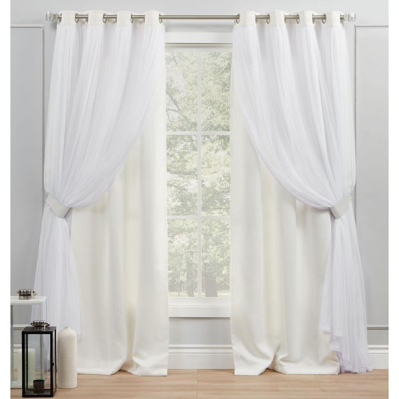 Exclusive Home Catarina Layered Solid Room Darkening Blackout and Sheer Grommet Top Curtain Panel Pair, 5 of 7