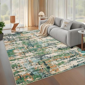 Modern Abstarct Area Rug Washable Rug Stain Resistant Throw Carpet Non Shedding Low Pile Folding Floor Cover with Non-Slip Backing - 1 of 4